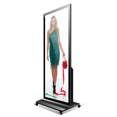 Soporte de suelo interior móvil personalizado de 86 pulgadas, pantalla de vídeo Digital LCD Vertical para publicidad portátil LCD para restaurante